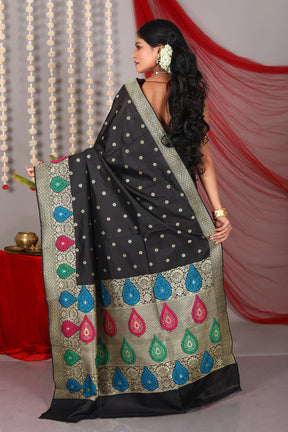 Black Pure Katan Saree - Keya Seth Exclusive