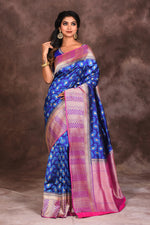 Load image into Gallery viewer, Deep Blue Pure Silk Saree - Keya Seth Exclusive
