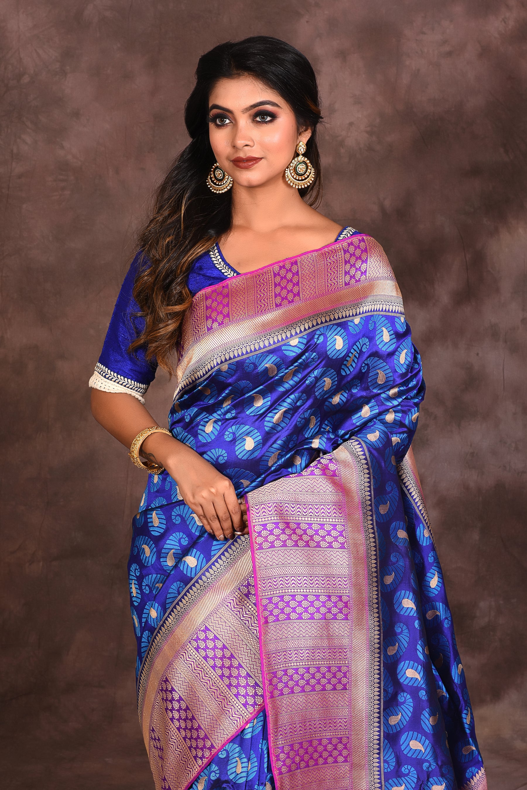 Deep Blue Pure Silk Saree - Keya Seth Exclusive