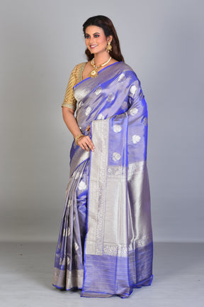 Mauve Crushed Tissue Saree with Zari Works - Keya Seth Exclusive