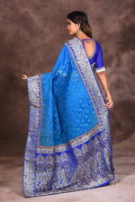 Load image into Gallery viewer, Designer Blue Dhakai Saree - Keya Seth Exclusive
