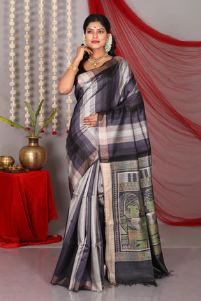 Black Pure Tussar Saree - Keya Seth Exclusive
