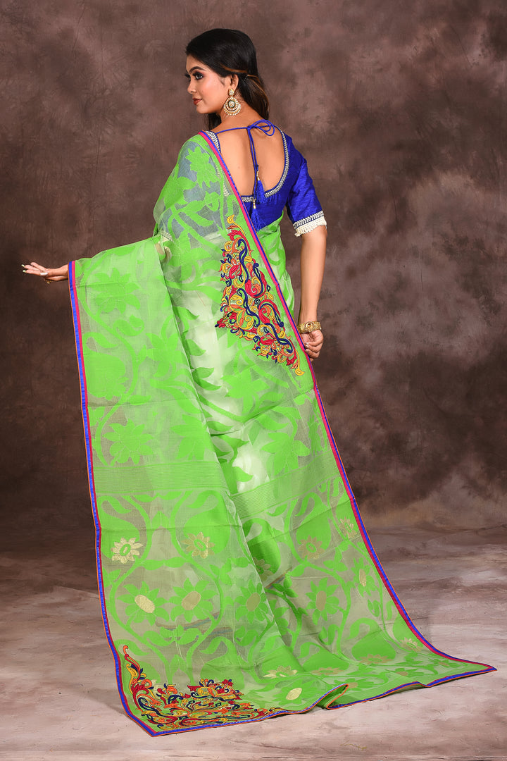 Green White Half & Half Dhakai Saree - Keya Seth Exclusive