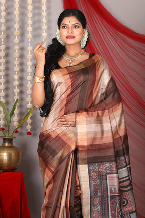 Multicolored Pure Tussar Saree - Keya Seth Exclusive