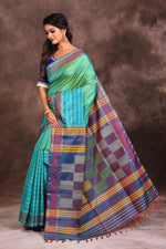 Load image into Gallery viewer, Green Dual Tone Silk Handloom Saree - Keya Seth Exclusive
