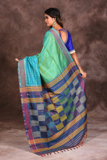 Load image into Gallery viewer, Green Dual Tone Silk Handloom Saree - Keya Seth Exclusive
