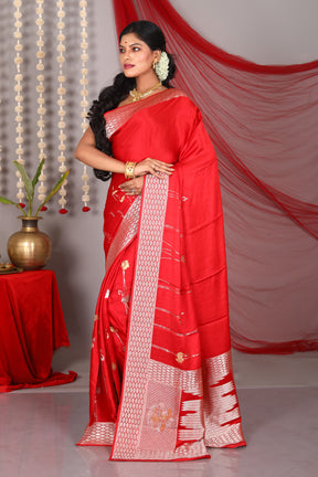 Designer Red Pure Satin Silk Saree - Keya Seth Exclusive