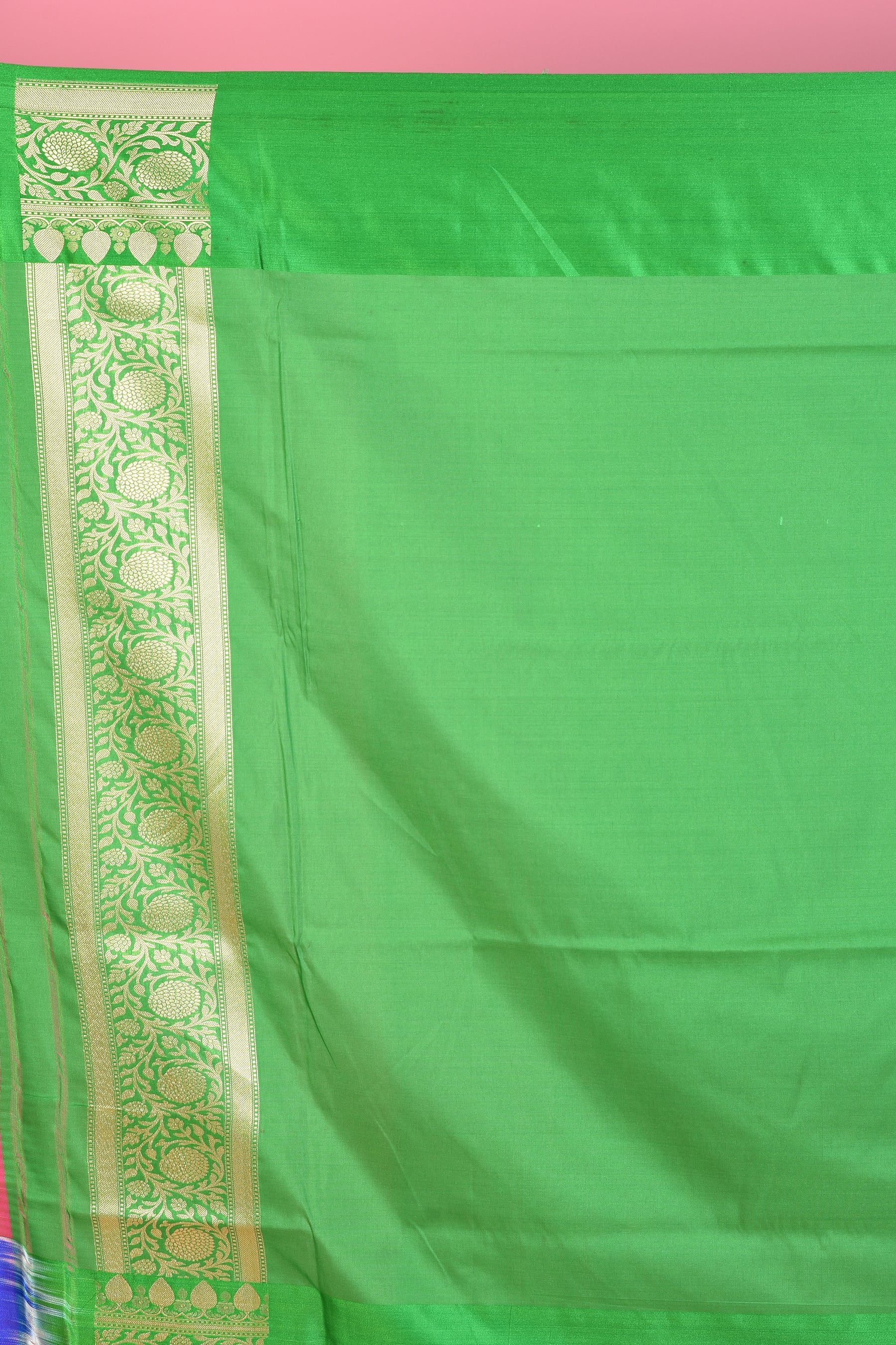 Red Blended Katan Silk Saree with Green Borders - Keya Seth Exclusive