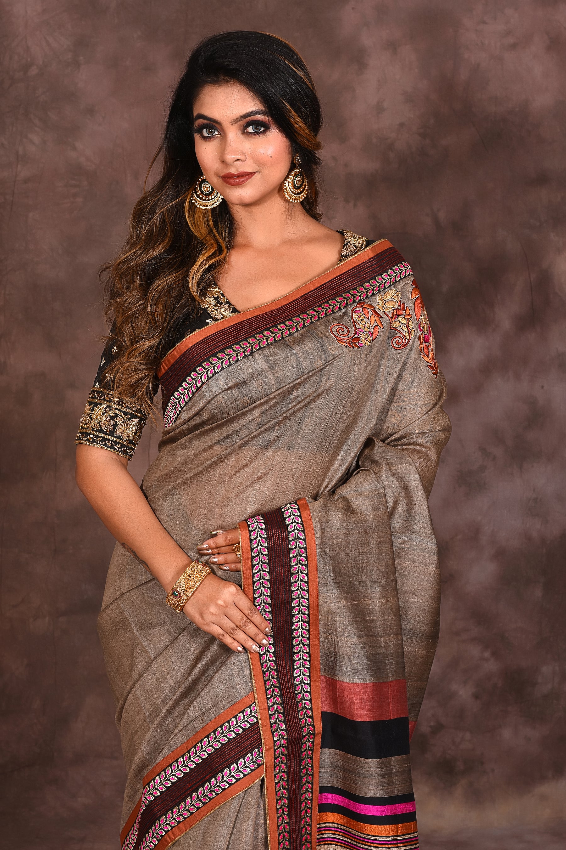 Brown Handloom Saree - Keya Seth Exclusive