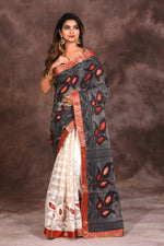 Load image into Gallery viewer, Grey White Handloom Saree - Keya Seth Exclusive
