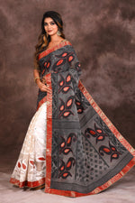 Load image into Gallery viewer, Grey White Handloom Saree - Keya Seth Exclusive

