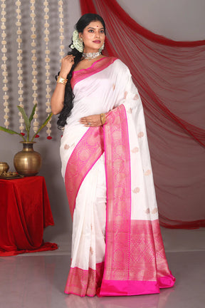 White Pure Katan Silk Saree - Keya Seth Exclusive