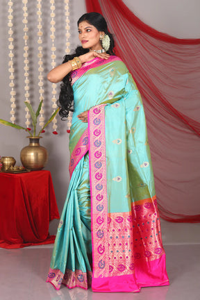 Sea Green Pure Katan Saree - Keya Seth Exclusive