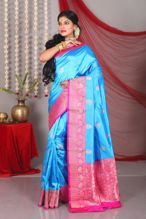 Blue Pure Katan Saree - Keya Seth Exclusive