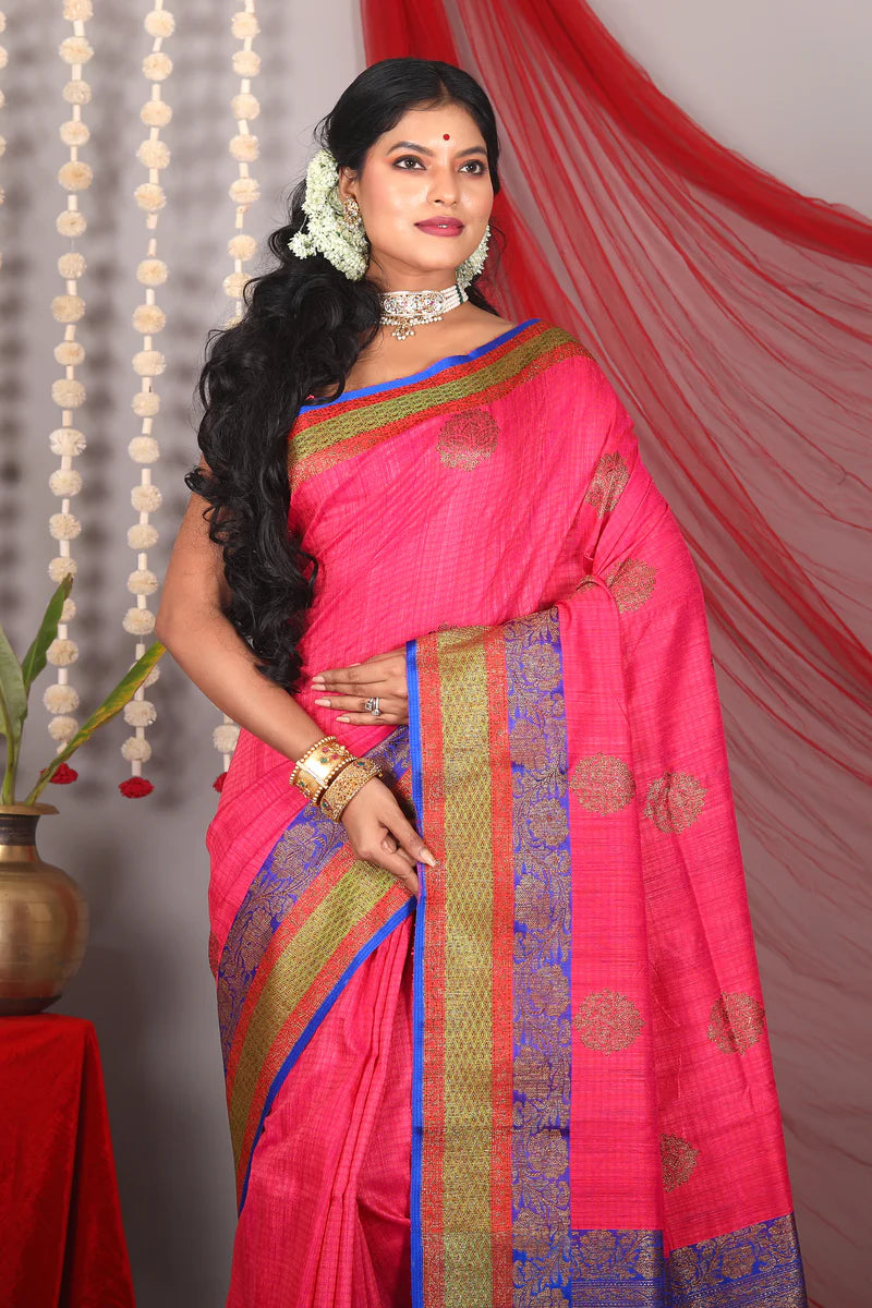 Pink Pure Tussar Saree - Keya Seth Exclusive
