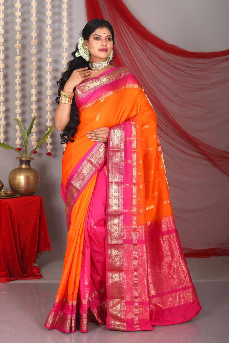 Orange Pure Kanjivaram Saree - Keya Seth Exclusive