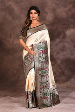 Load image into Gallery viewer, Shiny White Silk Saree - Keya Seth Exclusive
