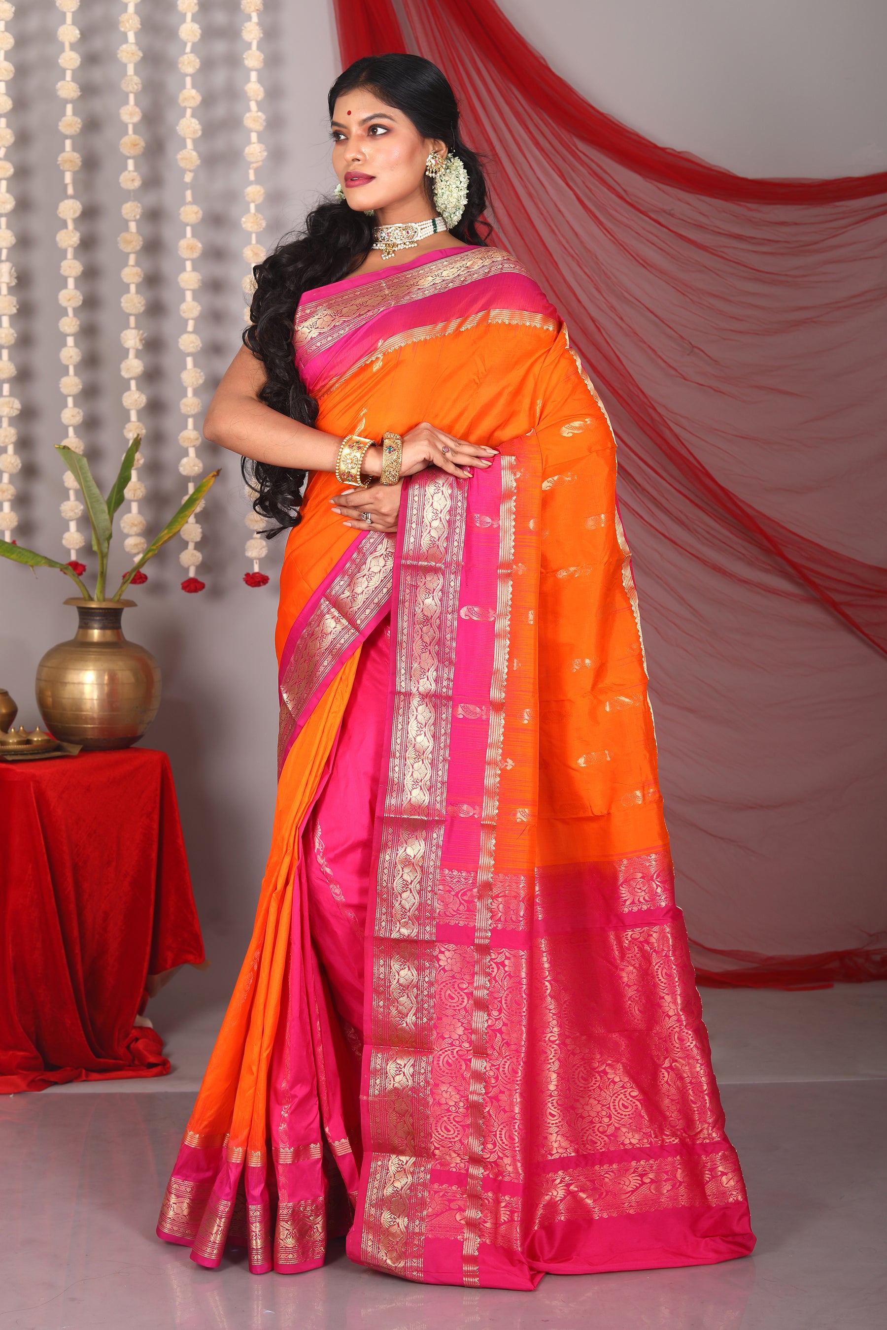 Orange Pure Kanjivaram Saree - Keya Seth Exclusive