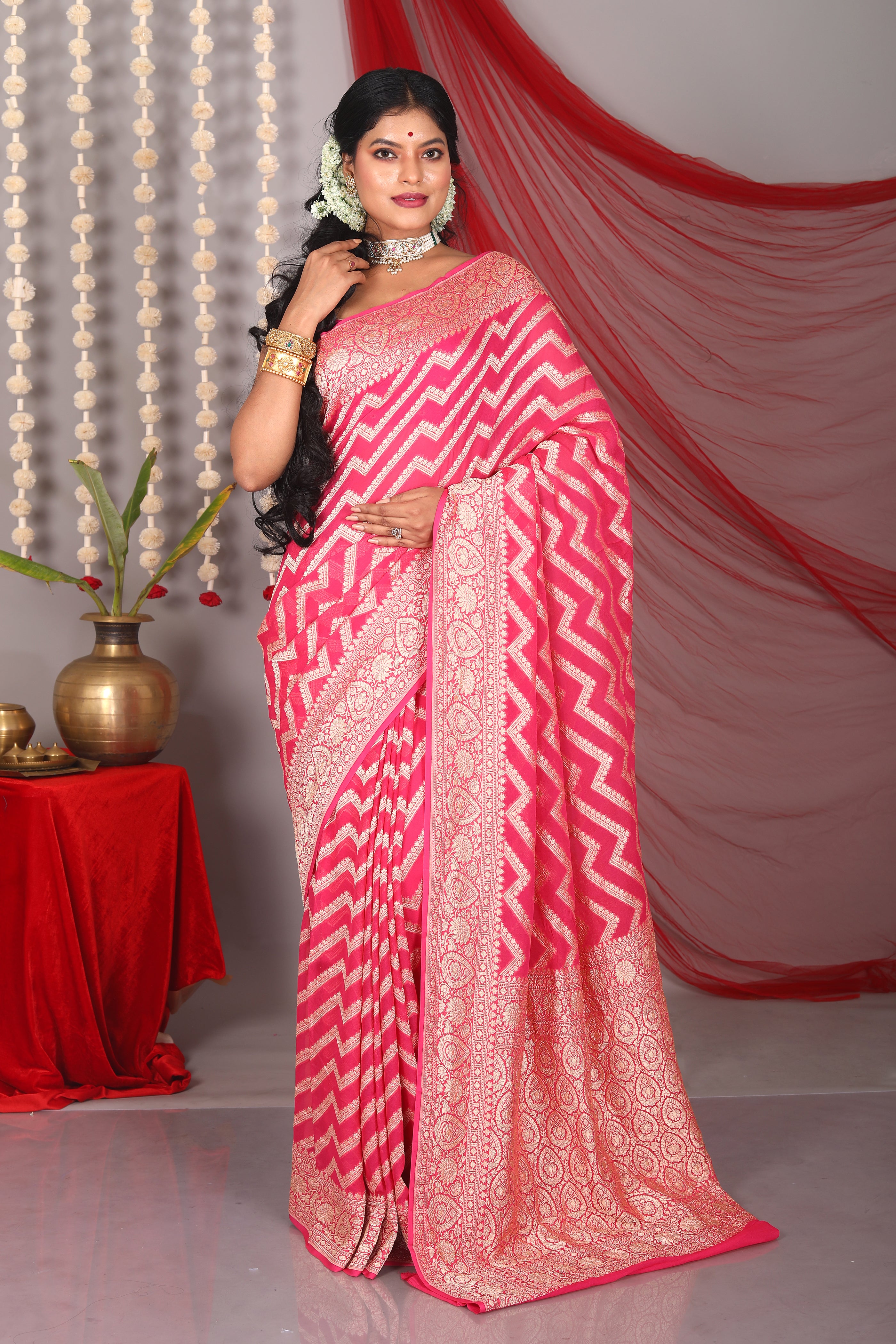 Pink Pure Khaddi Saree - Keya Seth Exclusive