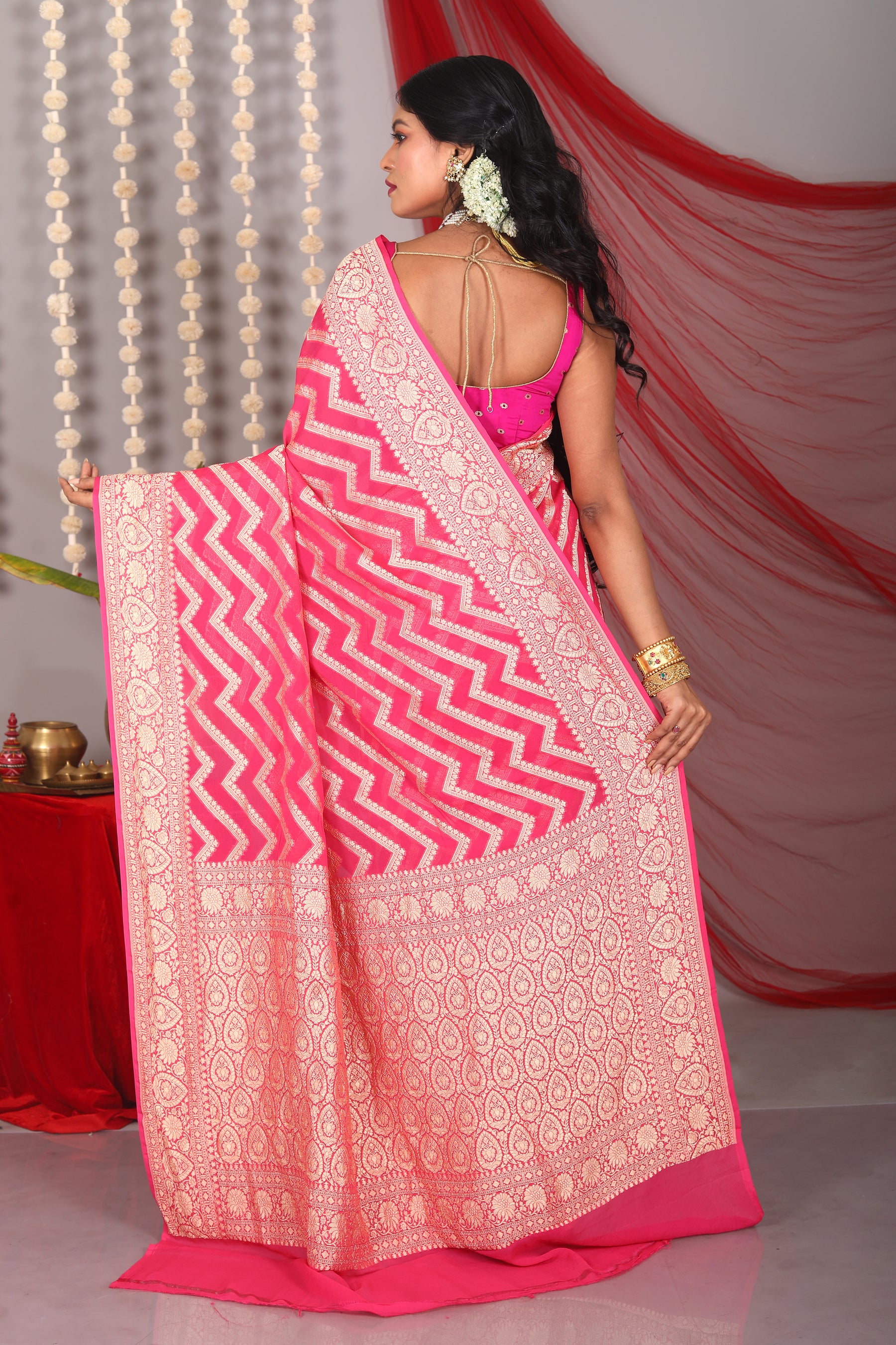 Pink Pure Khaddi Saree - Keya Seth Exclusive