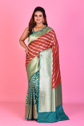 Red Half & Half Blended Silk Saree - Keya Seth Exclusive