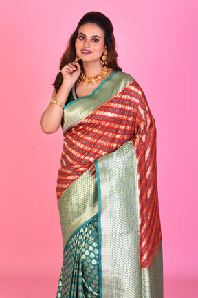 Red Half & Half Blended Silk Saree - Keya Seth Exclusive