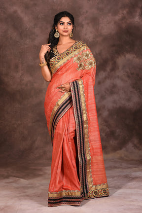 Designer Peach Silk Saree - Keya Seth Exclusive