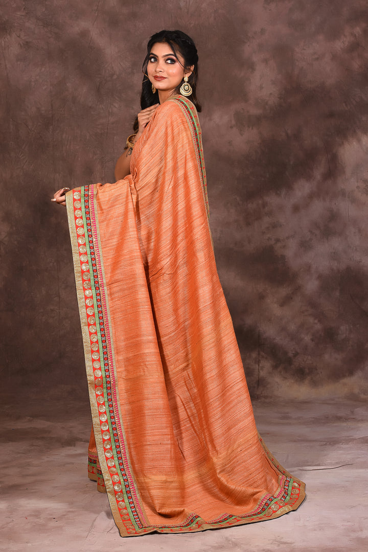 Designer Deep Peach Silk Saree - Keya Seth Exclusive