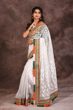 Load image into Gallery viewer, Designer White Cotton Jamdani Saree - Keya Seth Exclusive
