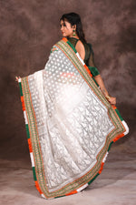 Load image into Gallery viewer, Designer White Cotton Jamdani Saree - Keya Seth Exclusive

