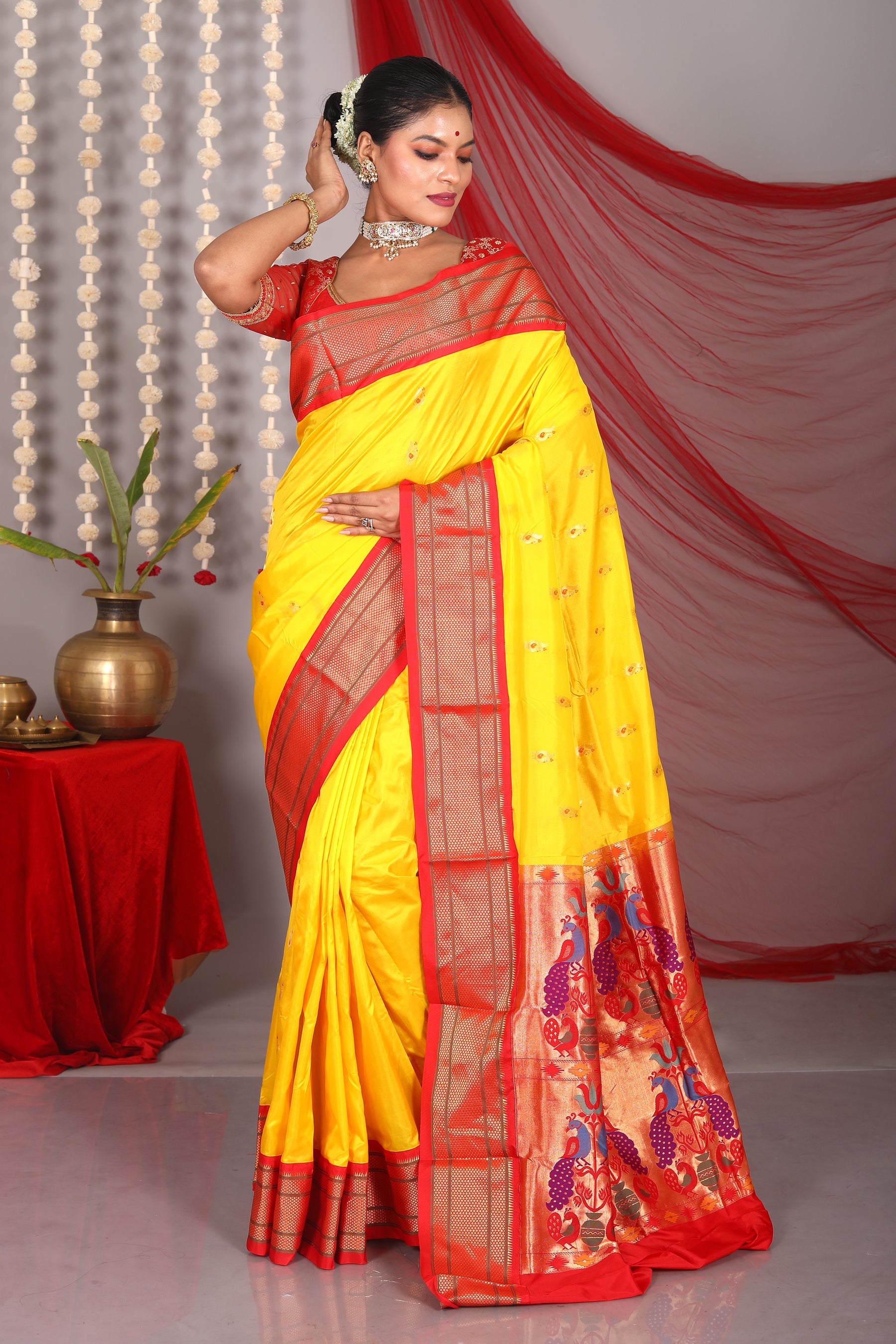 Yellow Pure Paithani Saree - Keya Seth Exclusive