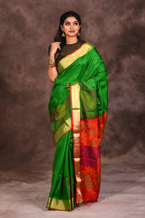 Designer Bright Green Silk Saree - Keya Seth Exclusive