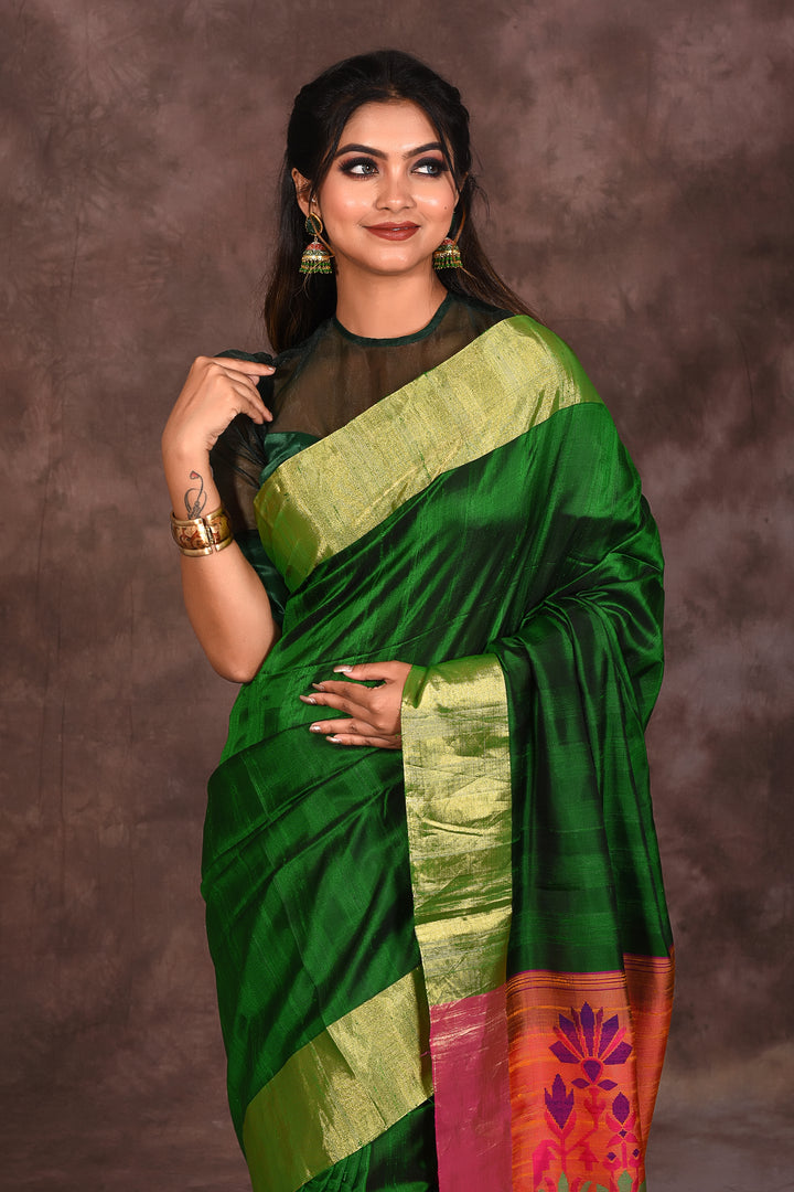 Bright Green Silk Saree - Keya Seth Exclusive