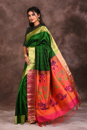 Bright Green Silk Saree - Keya Seth Exclusive