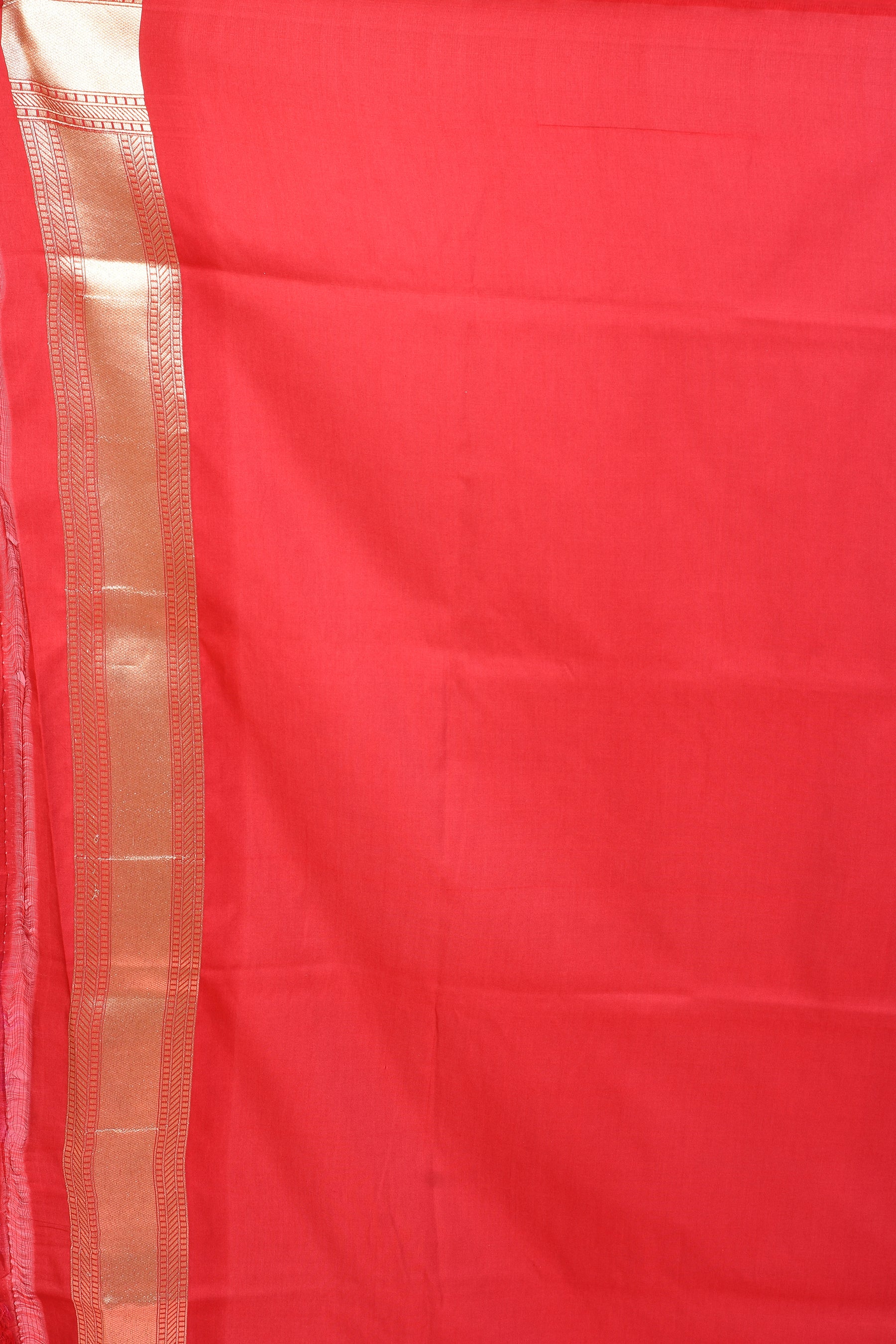 Off-white Blended Katan Silk Saree with Red Borders - Keya Seth Exclusive