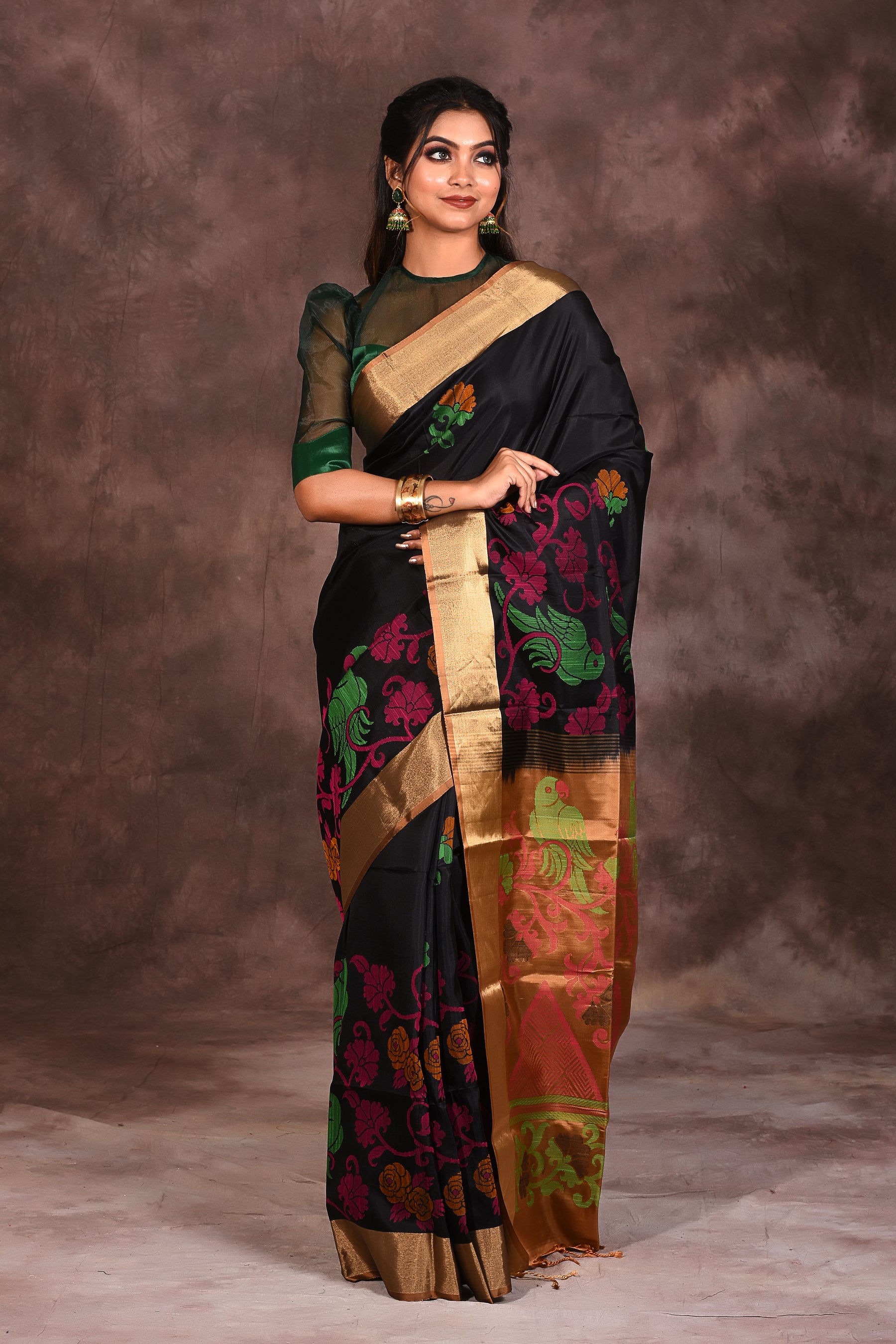 Designer Black Silk Saree - Keya Seth Exclusive