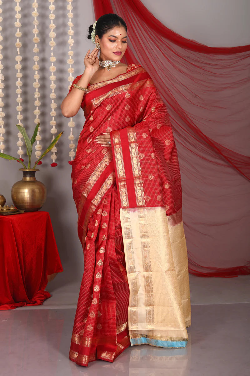 Maroon Pure Kanjivaram Saree - Keya Seth Exclusive