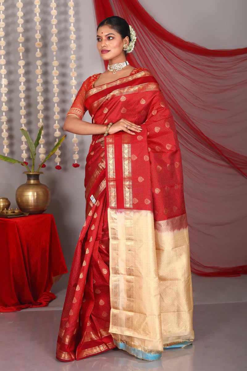 Maroon Pure Kanjivaram Saree - Keya Seth Exclusive