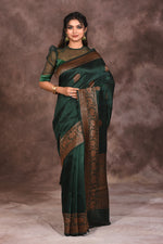 Load image into Gallery viewer, Deep Green Silk Saree - Keya Seth Exclusive
