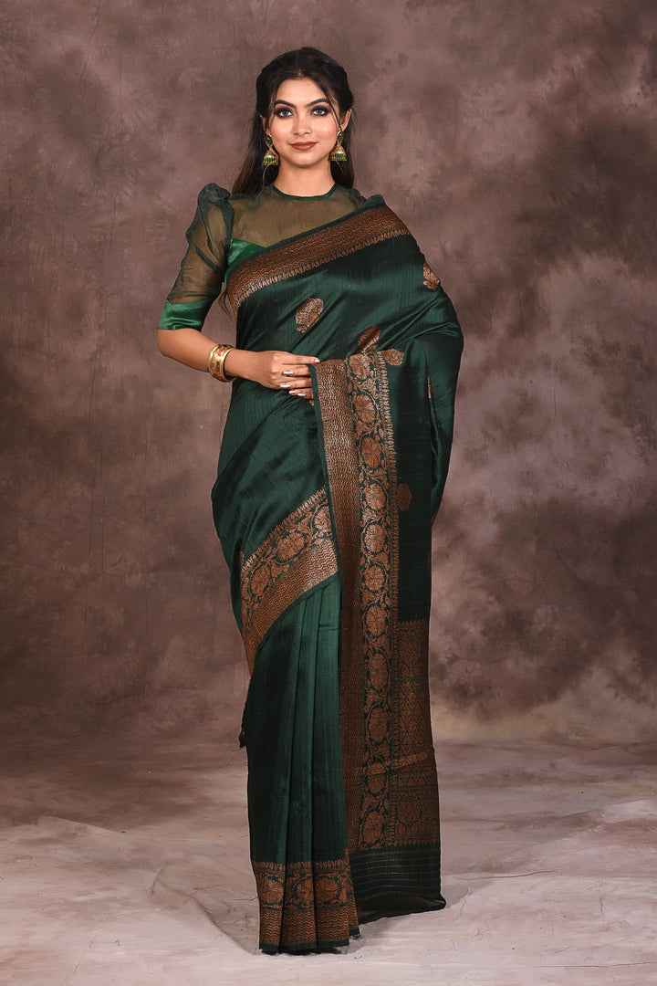 Deep Green Silk Saree - Keya Seth Exclusive