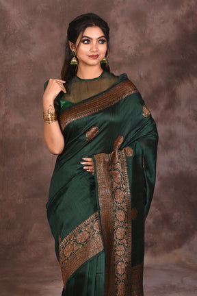 Deep Green Silk Saree - Keya Seth Exclusive