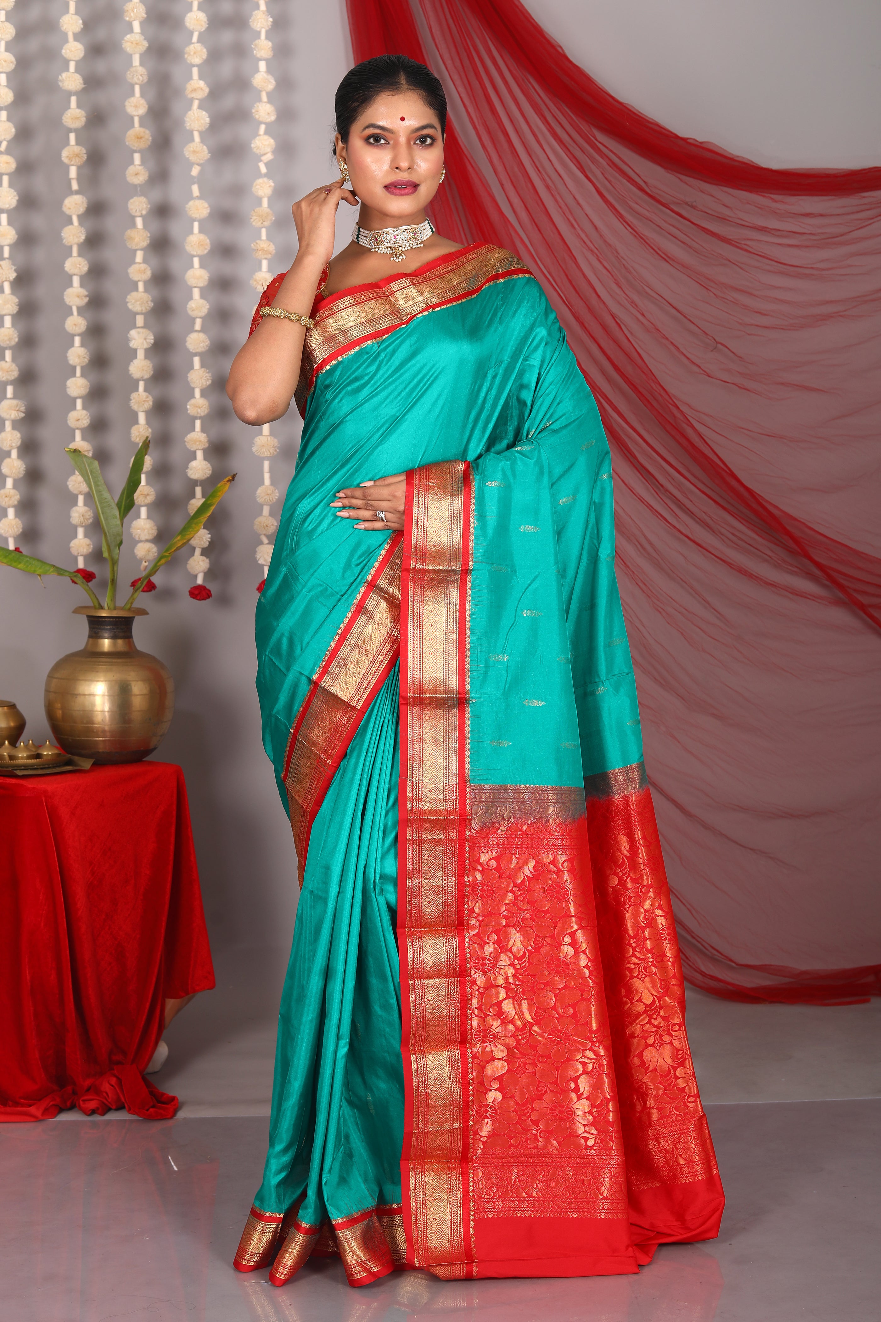 Rama Green Pure Kanjivaram Saree - Keya Seth Exclusive