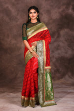Load image into Gallery viewer, Red Cotton Jamdani Saree - Keya Seth Exclusive

