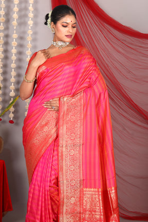 Pink Dual Tone Pure Katan Saree - Keya Seth Exclusive