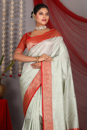 Light Green Pure Katan Saree - Keya Seth Exclusive