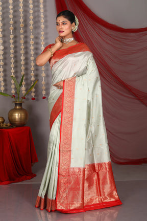 Light Green Pure Katan Saree - Keya Seth Exclusive