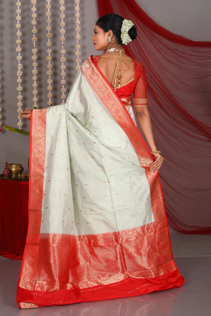 Light Green Pure Katan Saree - Keya Seth Exclusive