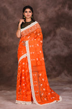 Load image into Gallery viewer, Orange Cotton Jamdani Saree - Keya Seth Exclusive
