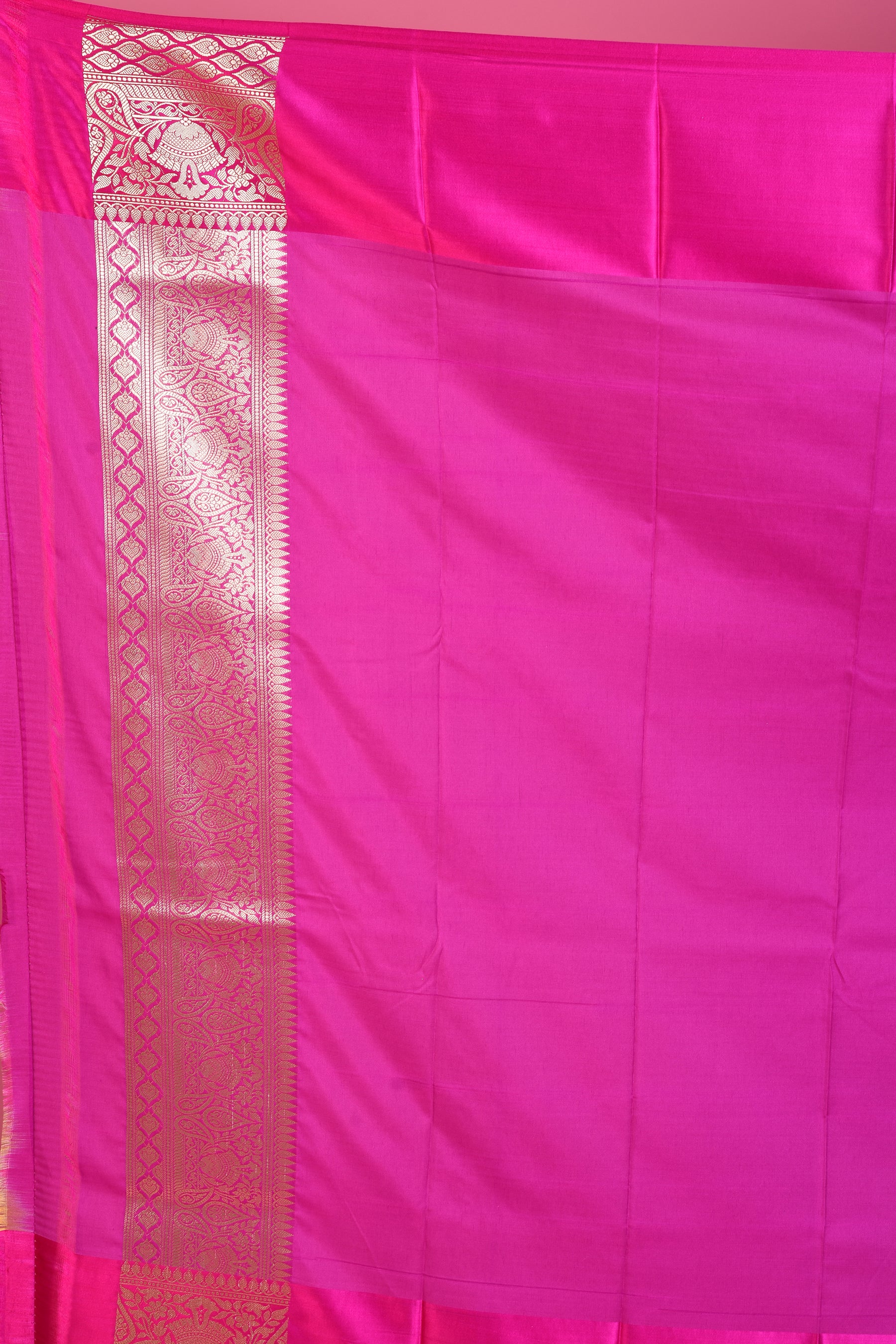 Sea Green Blended Tussar Saree with Pink Borders - Keya Seth Exclusive