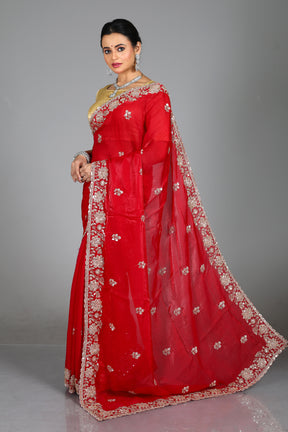 Pink Blended Georgette Saree